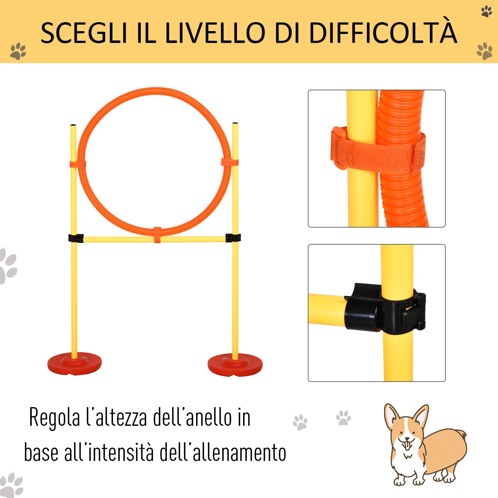 Set Addestramento per Cani con Paletti e Anello  Agility Dog