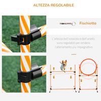 Easycomfort Attrezzi Agility Dog Set Completo Percorso Agility Dog con 5 Pezzi Slalom, Ostacolo e Tunnel, Arancione