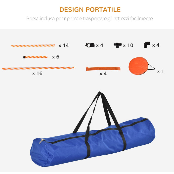 Easycomfort Attrezzi Agility Dog Set Completo Percorso Agility Dog con 5 Pezzi Slalom, Ostacolo e Tunnel, Arancione