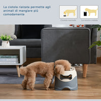 Easycomfort Doppia Ciotola per Cani Rialzata in Acciaio Inox e Plastica con Piedini Antiscivolo, 47x25x20cm, Bianco e Grigio