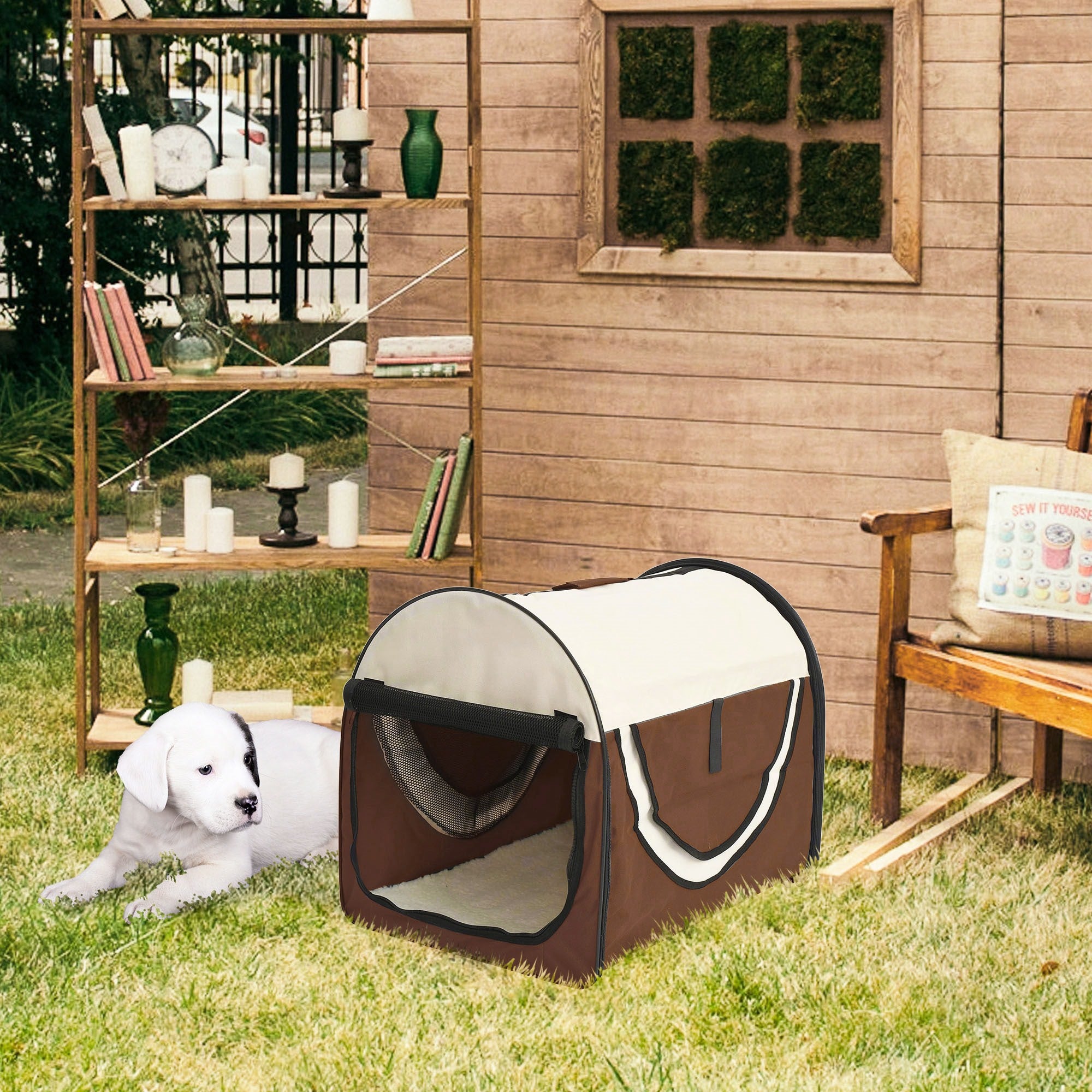 EasyComfort Trasportino Gabbia da Trasporto per Cani Gatti e Animali Domestici Pieghevole 46x36x41cm caffè