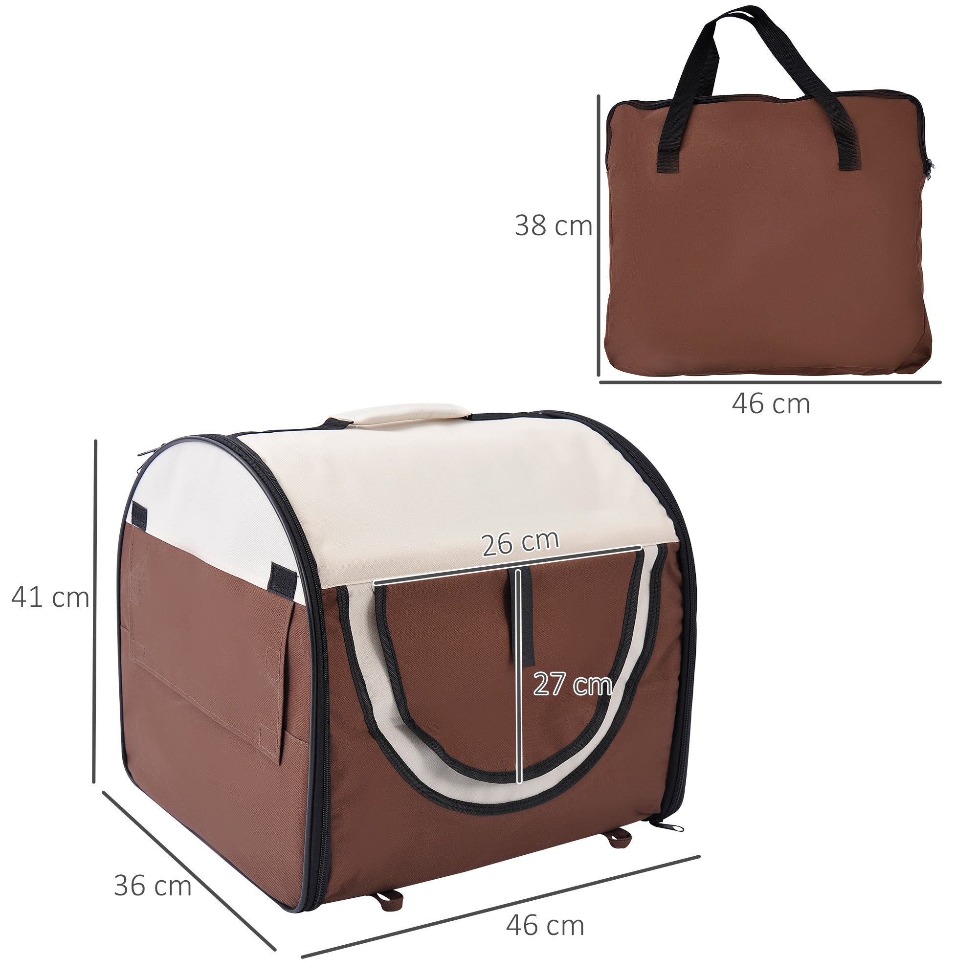 EasyComfort Trasportino Gabbia da Trasporto per Cani Gatti e Animali Domestici Pieghevole 46x36x41cm caffè