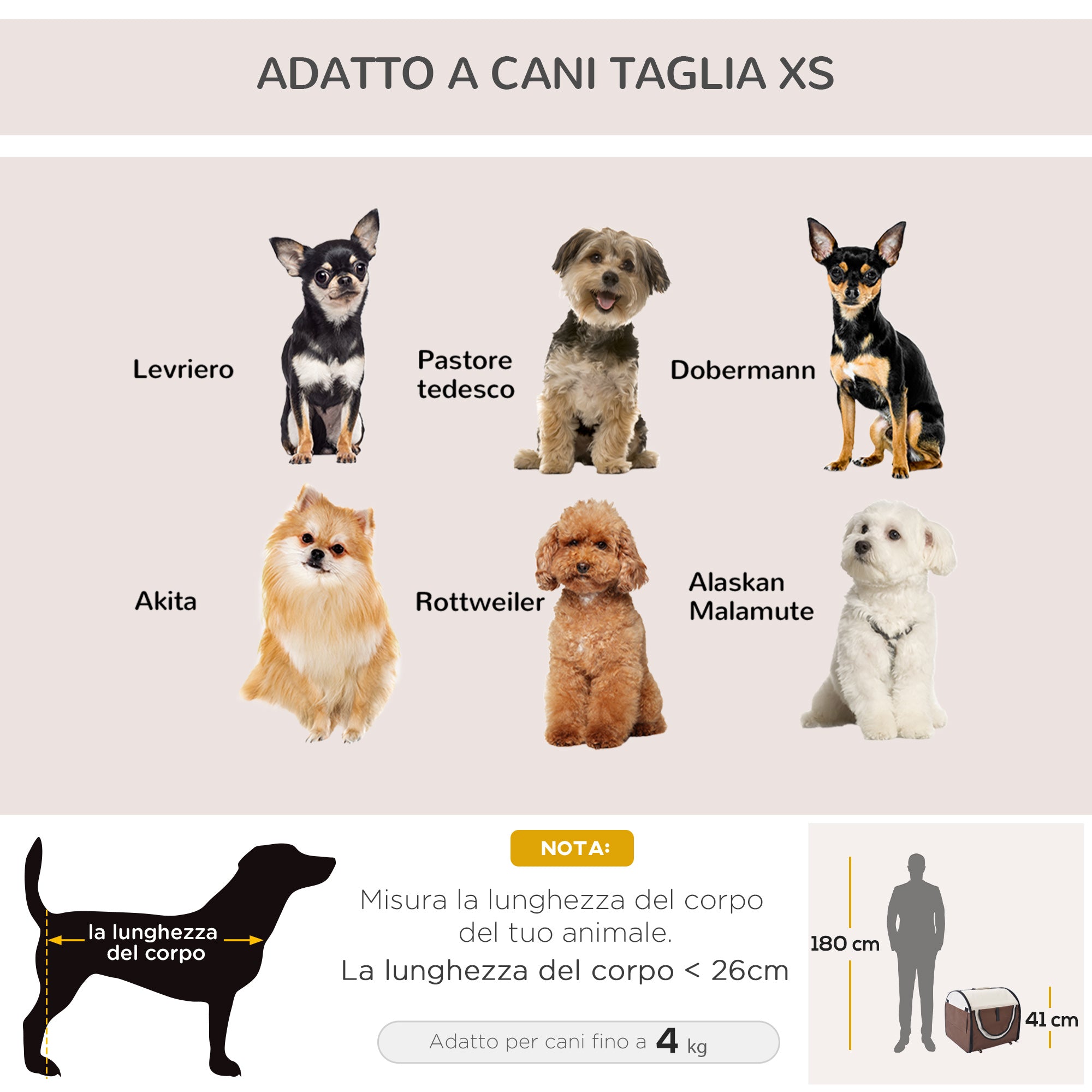 EasyComfort Trasportino Gabbia da Trasporto per Cani Gatti e Animali Domestici Pieghevole 46x36x41cm caffè