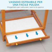 EasyComfort Gabbia per Uccelli Alta 165cm in Legno da Esterno con 2 Porte e Vassoio Estraibile, Arancione