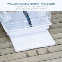 Voliera Gabbia per Uccelli 46,5x35,5x92 cm in Metallo e Plastica Bianco