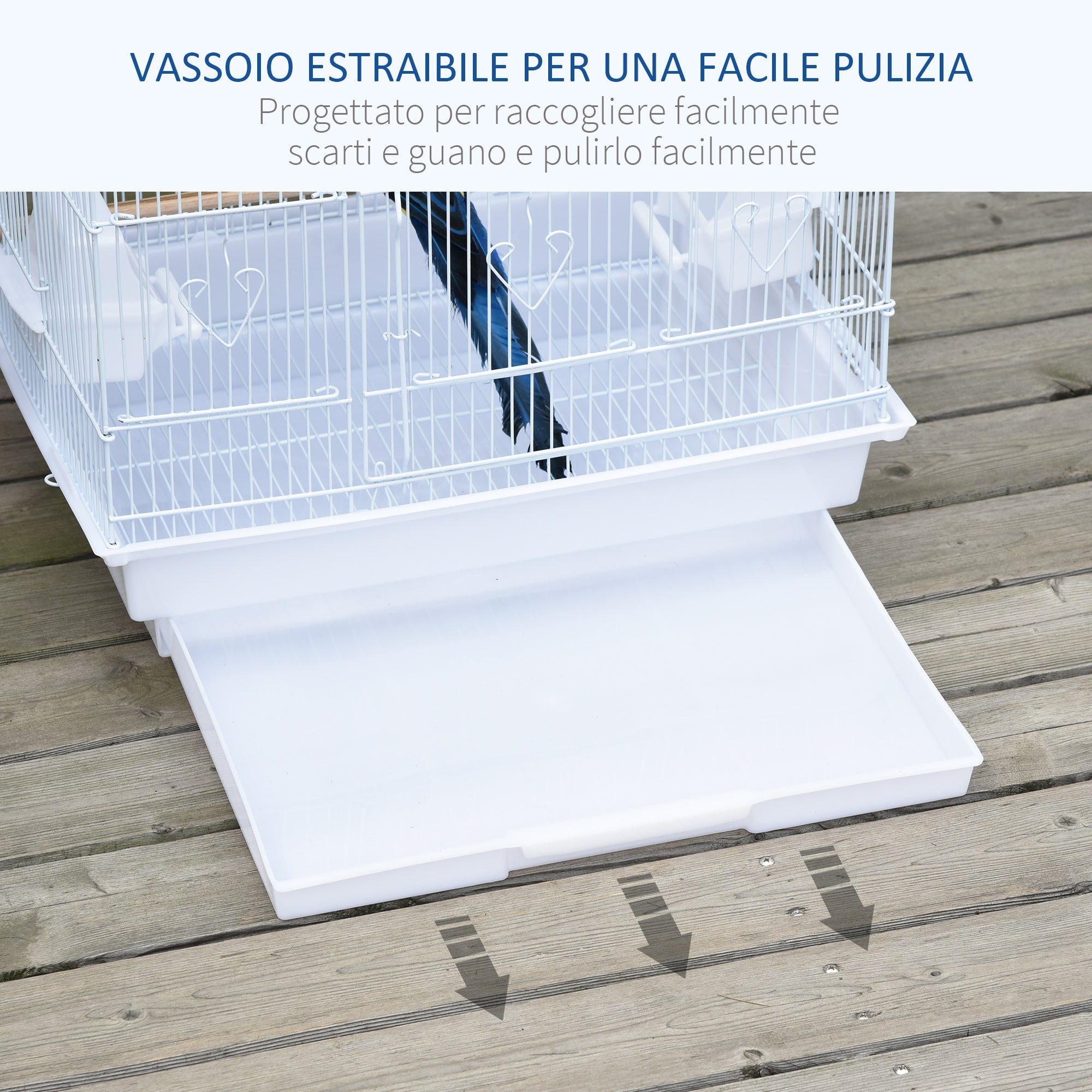 Voliera Gabbia per Uccelli 46,5x35,5x92 cm in Metallo e Plastica Bianco