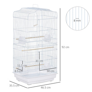 Easycomfort Gabbia per Uccelli con Trespoli, Altalena e Ciotole, Voliera in Metallo e Plastica, 46.5x35.5x92cm, Bianco