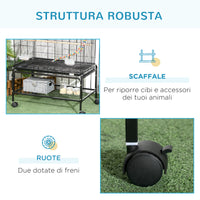 Easycomfort Gabbia per Uccelli in Acciaio con Posatoi, Giochi, Contenitori per Cibo e Vassoio, 79x49x133 cm, Nero