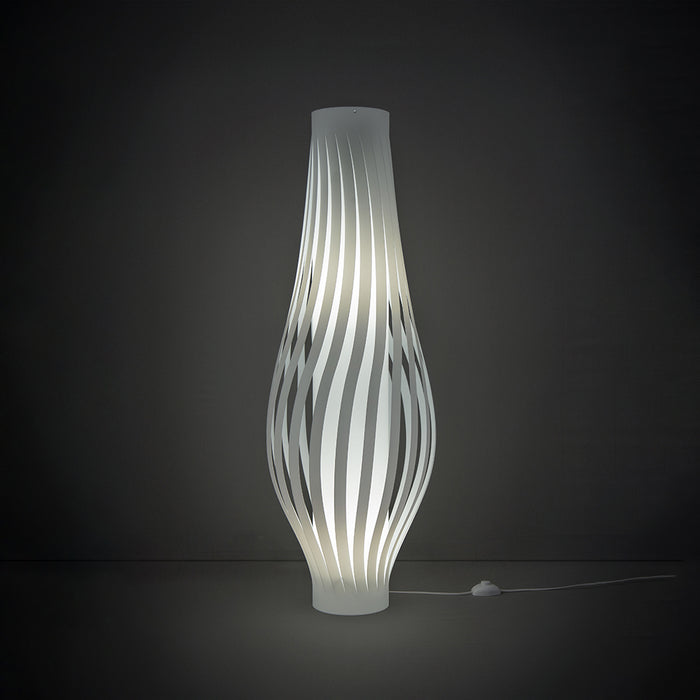 Lampada Da Terra Totem Dama Helios 1 Luce In Polilux Bianco Made In Italy