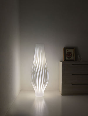 Lampada Da Terra Totem Dama Helios 1 Luce In Polilux Bianco Made In Italy