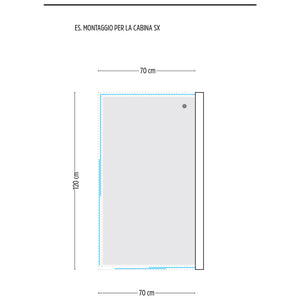 Ogomondo box cabina doccia corner 3 lati cristallo temprato serigrafato 70x120x70 sinistro