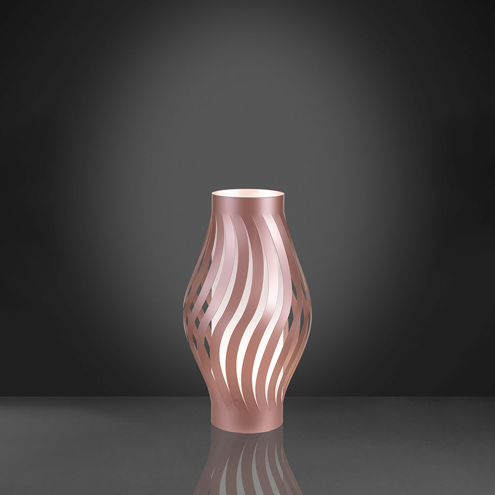 Lampada Da Tavolo Moderna 1 Luce Helios Polilux Rosa Metallico H21 Made In Italy