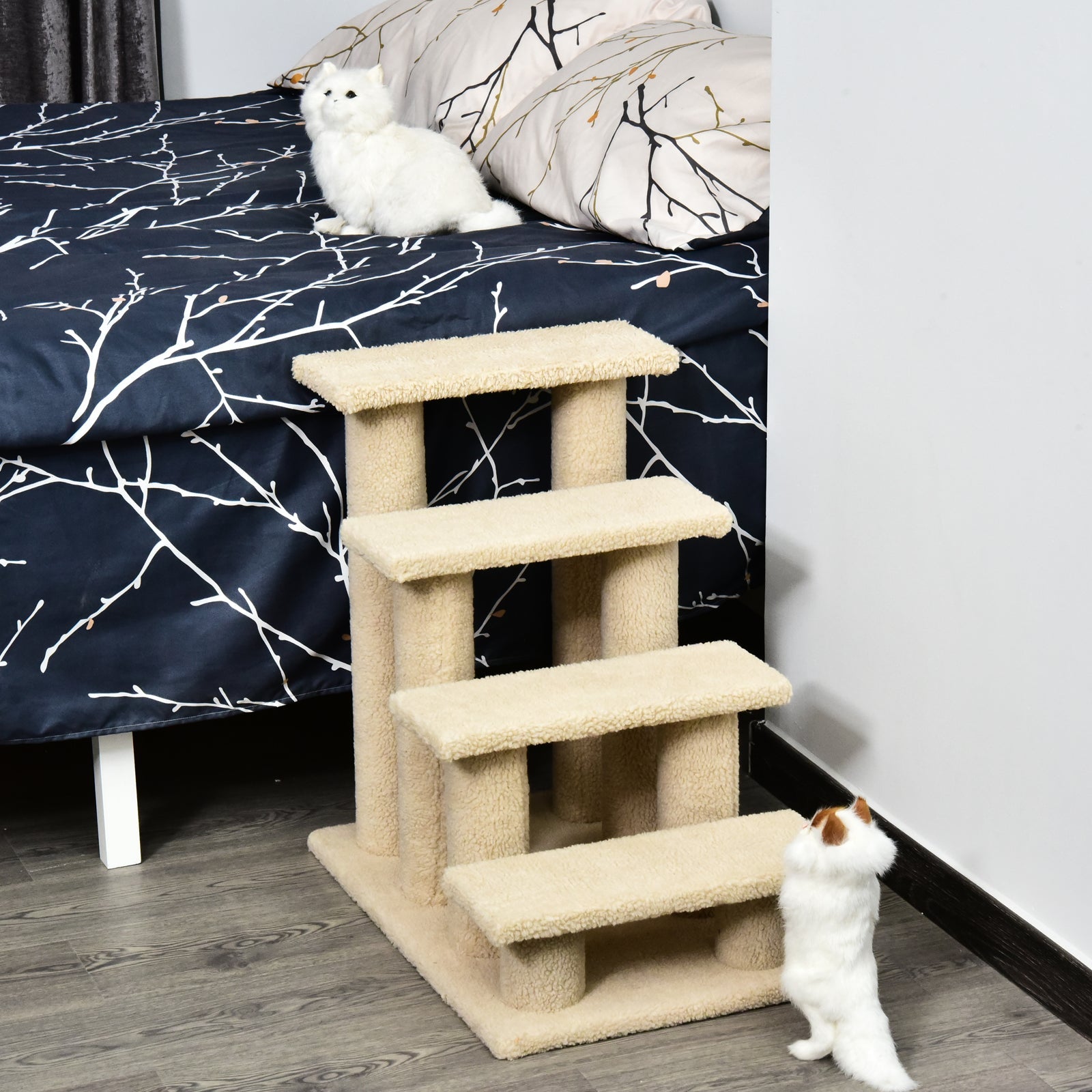 Scaletta per Animali Domestici 4 Gradini 63,5x43x60 cm  Beige