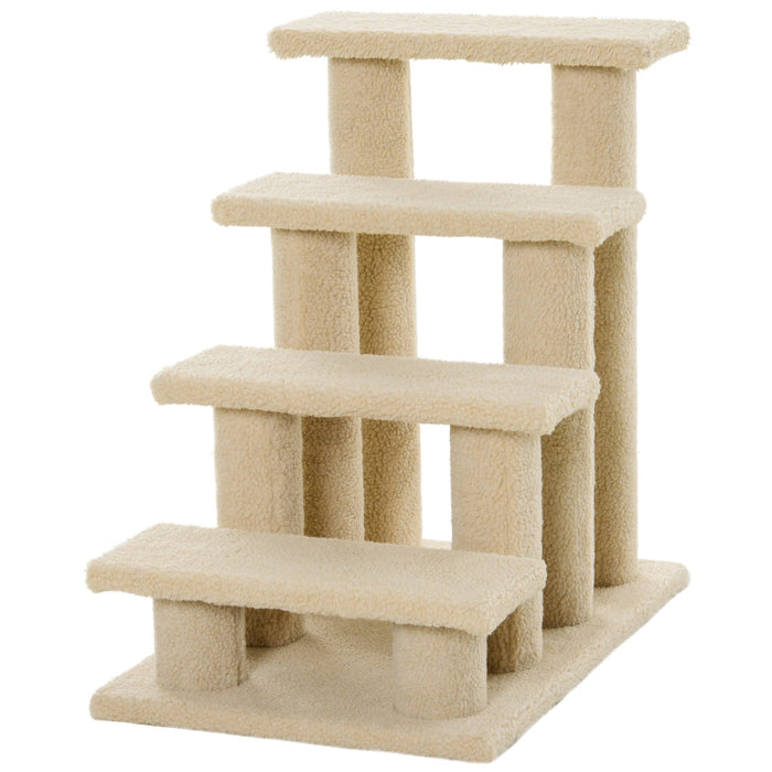 Scaletta per Animali Domestici 4 Gradini 63,5x43x60 cm  Beige