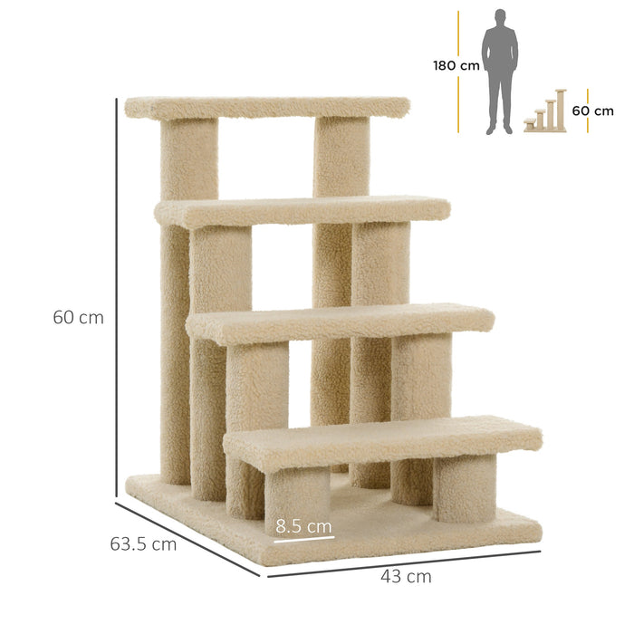 Scaletta per Animali Domestici 4 Gradini 63,5x43x60 cm  Beige