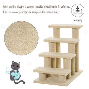 Scaletta per Animali Domestici 4 Gradini 63,5x43x60 cm  Beige