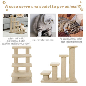 Scaletta per Animali Domestici 4 Gradini 63,5x43x60 cm  Beige