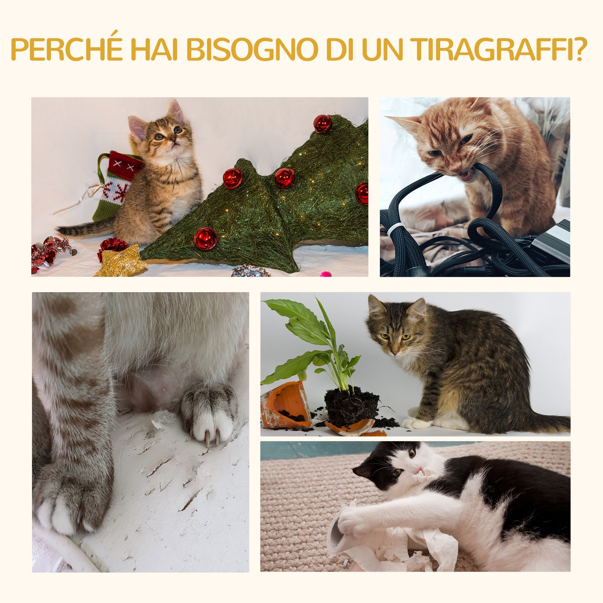 Albero Tiragraffi per Gatto marrone 36x36x44 cm
