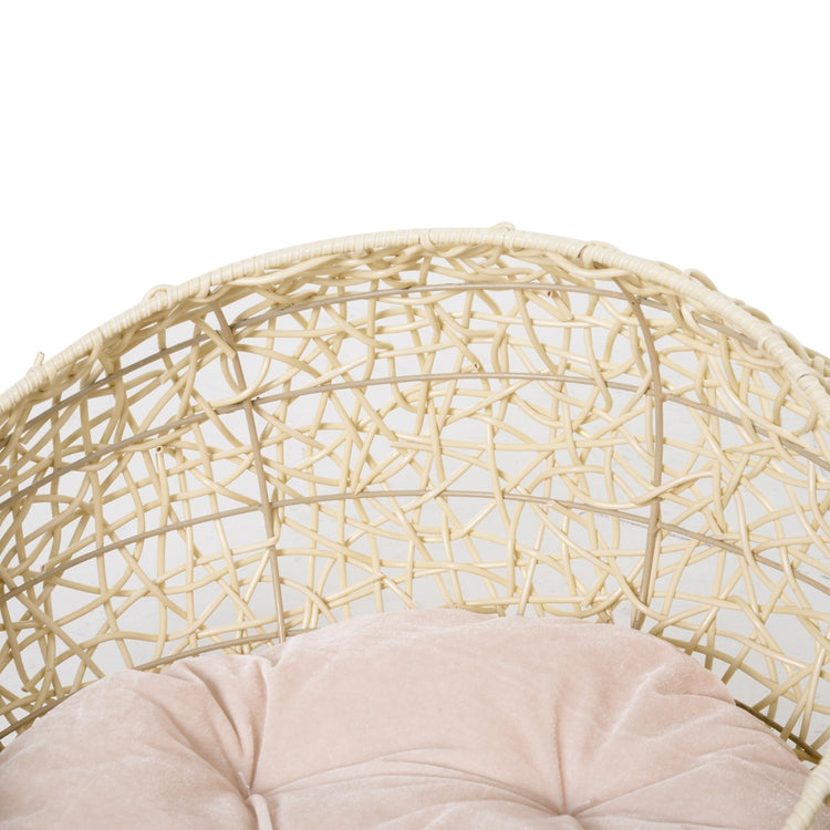 Easycomfort Cuccia per Gatti e Animali Domestici, Cesta in Rattan Beige con Cuscino in Cotone (?56 x 35 A cm)