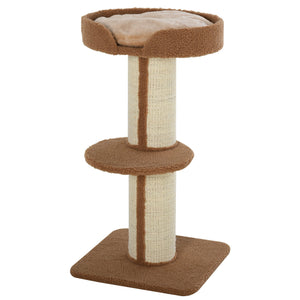 EasyComfort Tiragraffi ad Albero per Gatti con Cuccia, Cuscino, Rivestimento Peluche e Pali in Corda Sisal