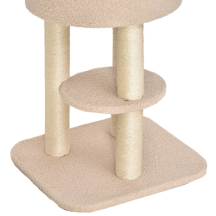 Easycomfort Albero Tiragraffi Robusto per Gatti con 5 Livelli, Cuccia, Casetta, Giochi e Corda Sisal, Beige, Max 30kg