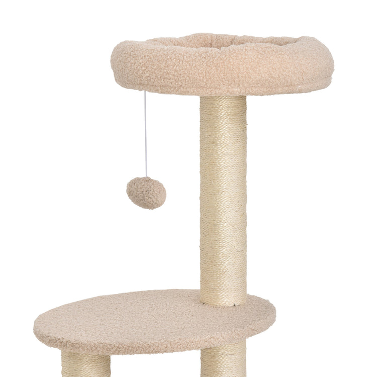 Easycomfort Albero Tiragraffi Robusto per Gatti con 5 Livelli, Cuccia, Casetta, Giochi e Corda Sisal, Beige, Max 30kg