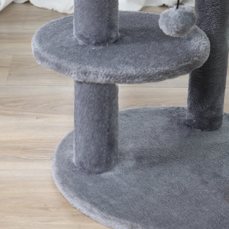 Tiragraffi con Cuccia per Gatti in Legno Sisal 48x48x104 cm  Grigio