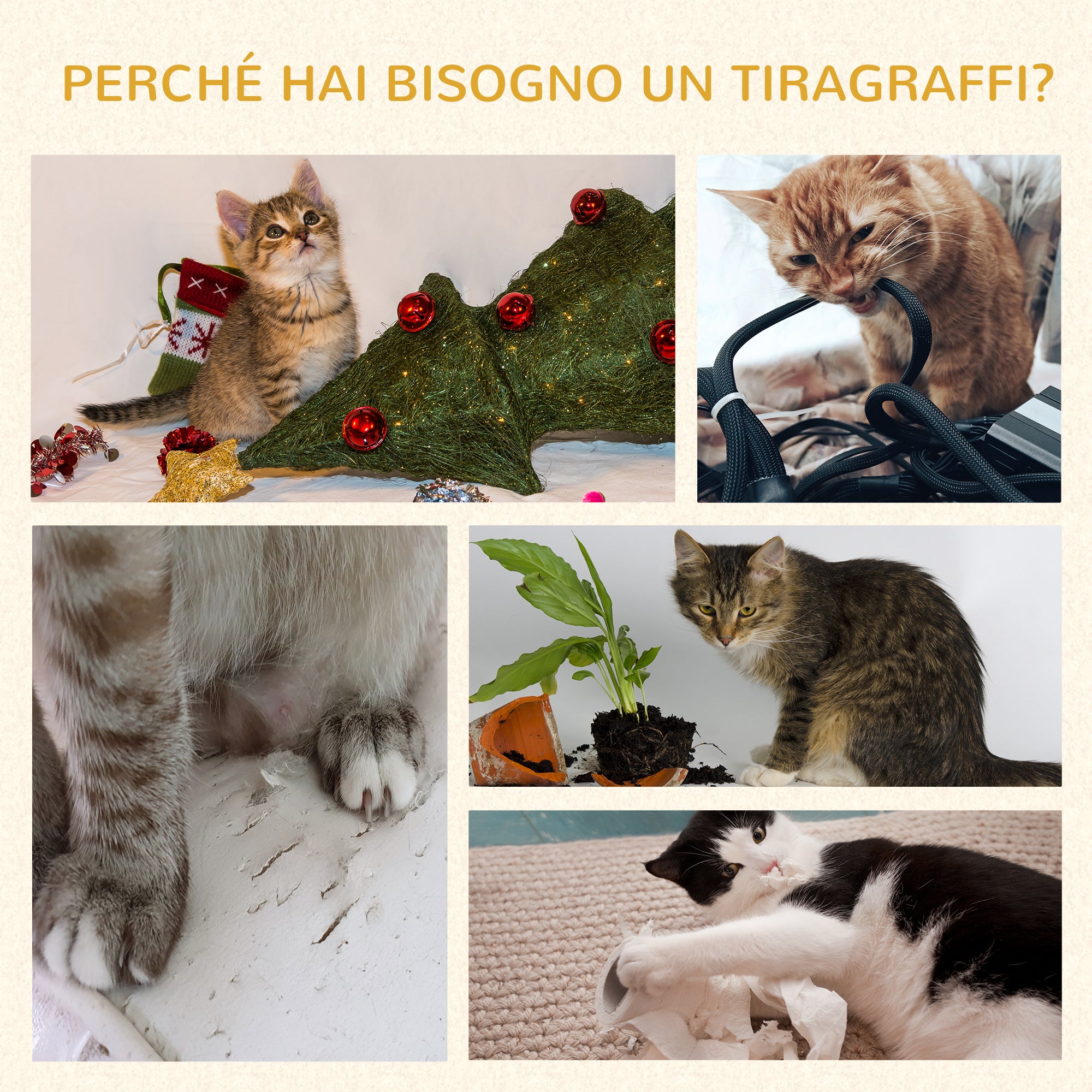 Easycomfort Albero Tiragraffi per 1-2 Gatti di 4.5kg, Palestra Castello per Gatti con 3 Livelli, Cuccia, Lettino e Palo in Corda Sisal, Grigio 48x48x104cm