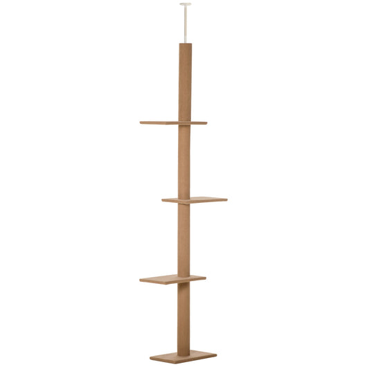 Albero Tiragraffi per Gatti 43x27x228-260 cm con Fissaggi oa Soffitto Marrone