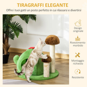 EasyComfort Cuccia Tiragraffi a Forma di Cactus per Gatti Fino 4.5kg, 54x54x52cm - Multicolore