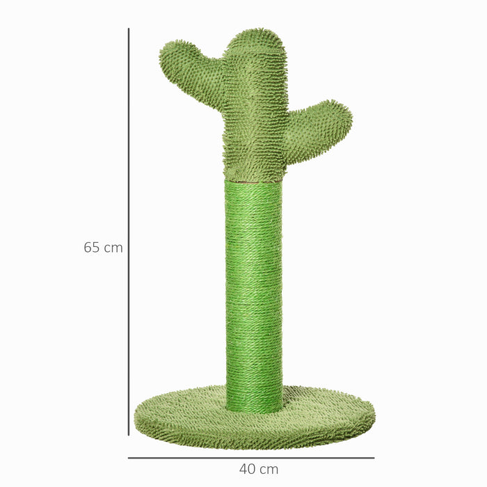 EasyComfort Albero Tiragraffi per Gatti a Forma di Cactus con Corde in Sisal, 40x40x65cm, Verde