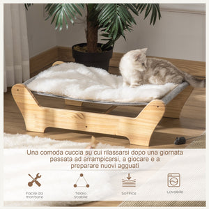 Cuccia per Gatti 68x43x20 cm con Cuscino in Peluche Bianco e Grigio