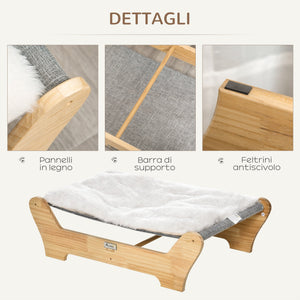 Cuccia per Gatti 68x43x20 cm con Cuscino in Peluche Bianco e Grigio