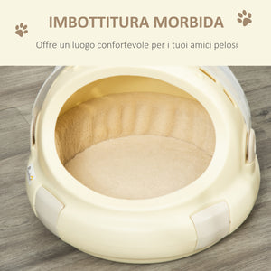 EasyComfort Trasportino Cuccia per Gatti Rotondo con Peluche Interno e Fermo, Φ41x35.2cm, Beige