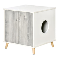 Mobile Lettiera per Gatti 60x55x62,5 cm in Legno Bianco e Grigio