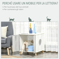 Mobile Lettiera per Gatti 60x55x62,5 cm in Legno Bianco e Grigio