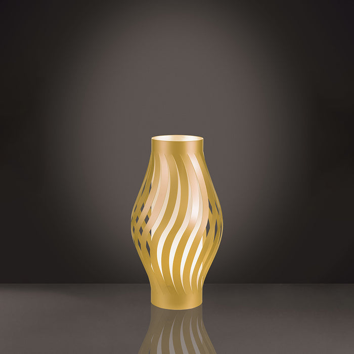 Lampada Da Tavolo Moderna 1 Luce Helios In Polilux Oro H32 Made In Italy