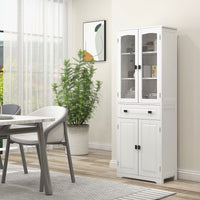 Credenza da Cucina Alta con 2 Armadietti e Cassetto 60x30x160 cm Bianco