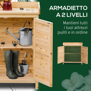 Armadietto da Giardino 2 Ante 83x40x92 cm in Legno di Abete Naturale