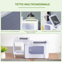 Terrario per Tartarughe d'Acqua 47x28x25 cm 2 Piattaforme Apribili Bianco