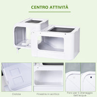 Terrario per Tartarughe d'Acqua 47x28x25 cm 2 Piattaforme Apribili Bianco