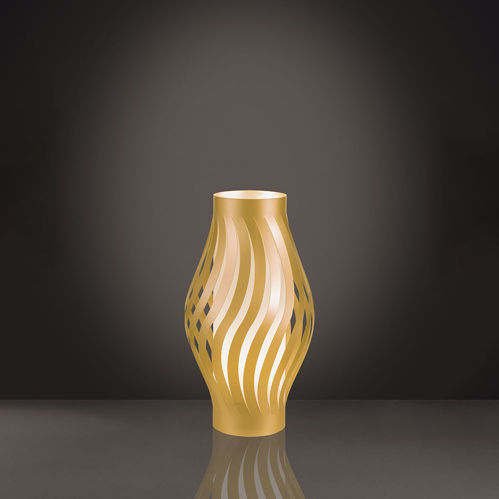 Lampada Da Tavolo Moderna 1 Luce Helios In Polilux Oro H40 Made In Italy