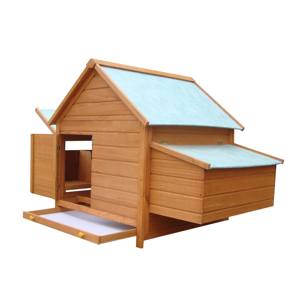 EASYCOMFORT  Pollaio da Giardino Gabbia per Galline in Abete, Legno e Verde, 160x98.5x107cm