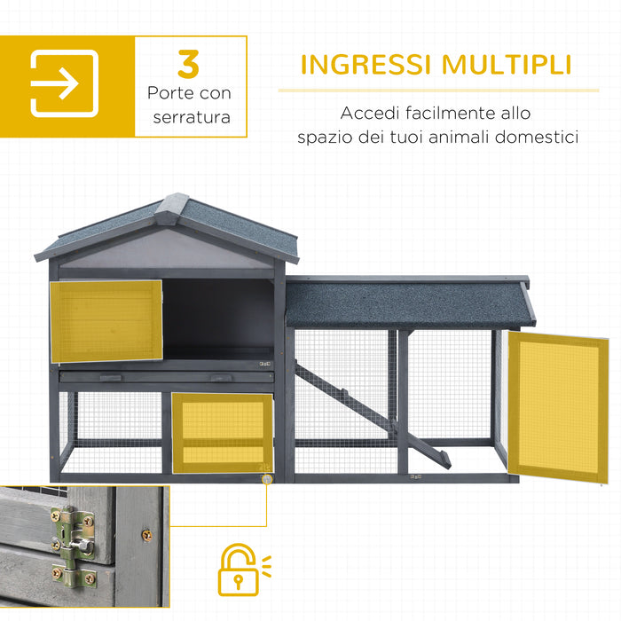 Easycomfort Conigliera in Legno da Esterno Casetta con Tetto e Recinto