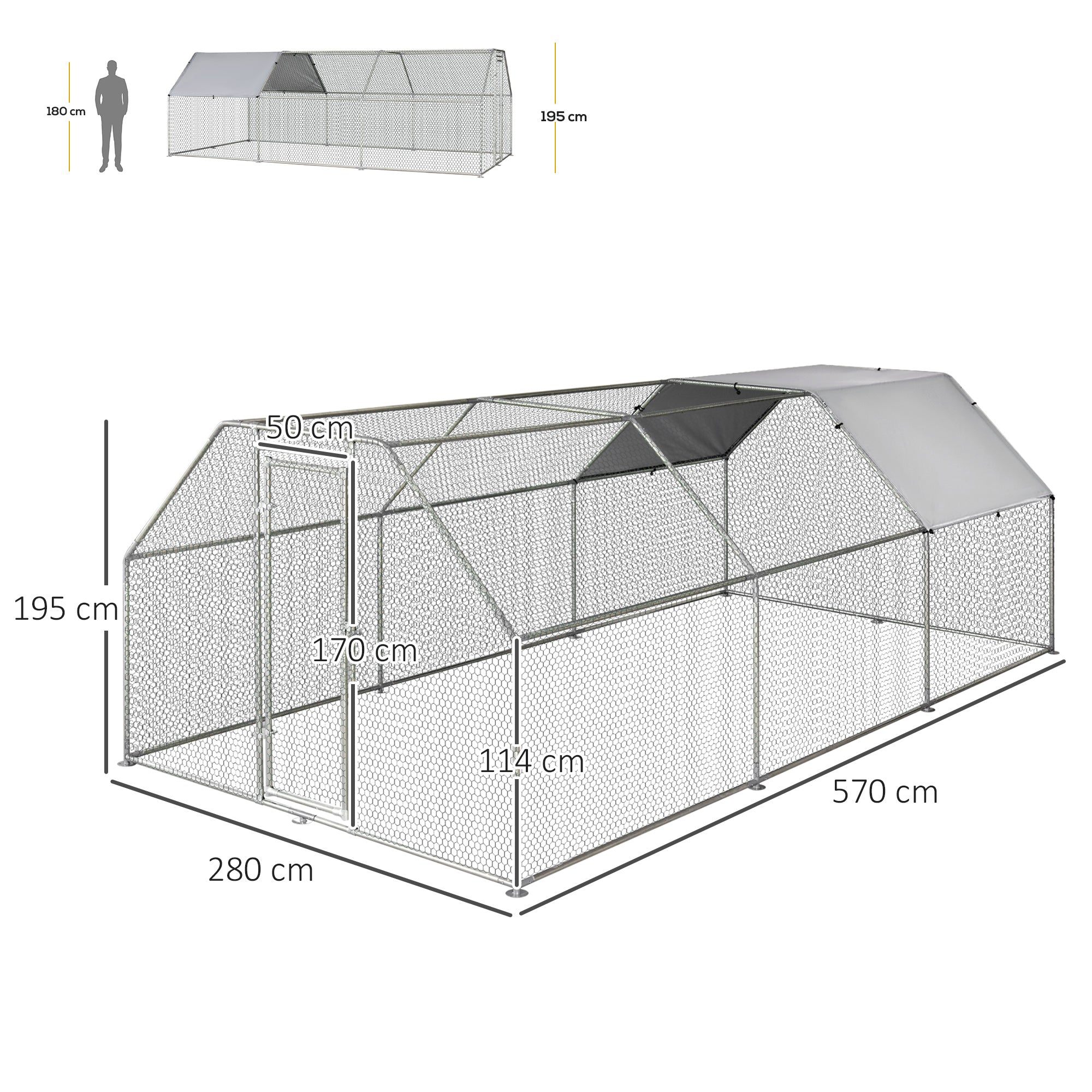 EASYCOMFORT  Gabbia Recinto per Galline in Metallo Porta con Blocco e Copertura Oxford