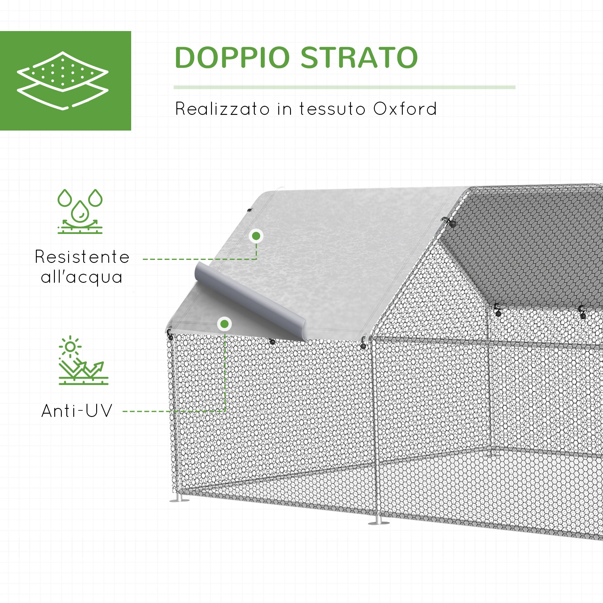 EASYCOMFORT  Gabbia Recinto per Galline in Metallo Porta con Blocco e Copertura Oxford