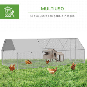 EASYCOMFORT  Gabbia Recinto per Galline in Metallo Porta con Blocco e Copertura Oxford