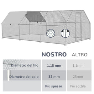 EASYCOMFORT  Gabbia Recinto per Galline in Metallo Porta con Blocco e Copertura Oxford