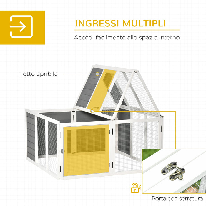 Conigliera da Esterno 120x120x60 cm in Legno Grigia