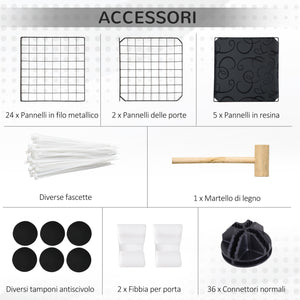 EasyComfort Recinto per Conigli Modulabile con Accessori Montaggio, in Acciaio, 105x105x70cm - Nero